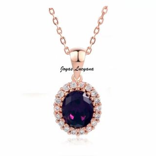 Collar para Mujer Bañado en Oro de 18K. Cristal Austríaco Púrpura. JOYAS LUCYANA