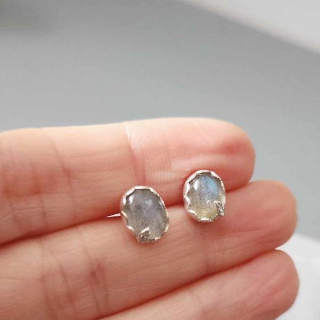 Aretes Labradorita con Hoja