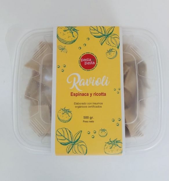 Ravioles orgánicos de espinaca con queso ricotta x 500 gr