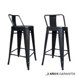Pack 4 Bancos Vintage C/Espaldar Negro H77