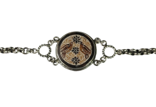 Pulsera con cadena y mate diseño paloma