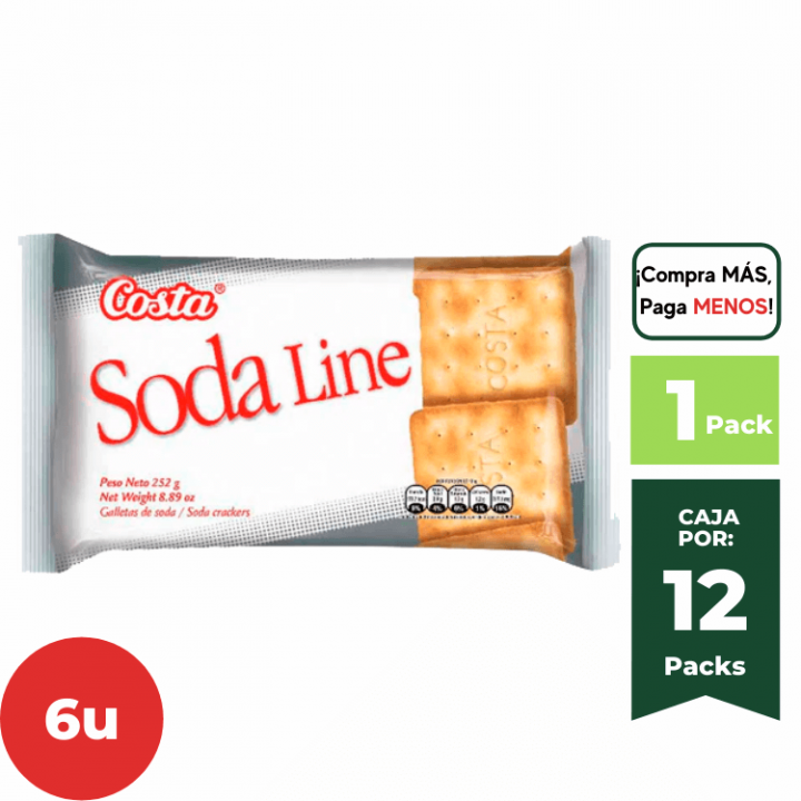Galleta Soda Line COSTA Bolsa 42g. Paquete 6 und.
