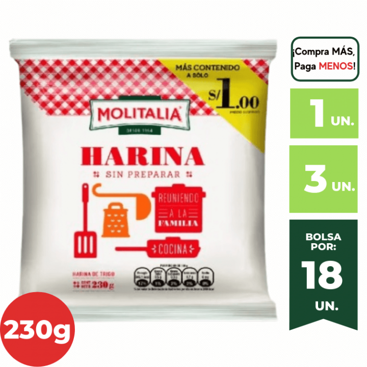 Harina Sin Preparar MOLITALIA Bolsa 180g.