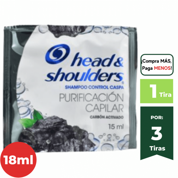 Shampoo HEAD & SHOULDERS  Purificación Capilar Sachet 18ml. Tira x 12Un.