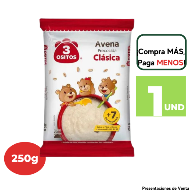 Avena clásica premium 3 OSITOS bolsa 900g