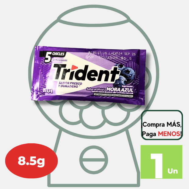 Goma de Mascar TRIDENT Mora Azul Paquete 8.5g