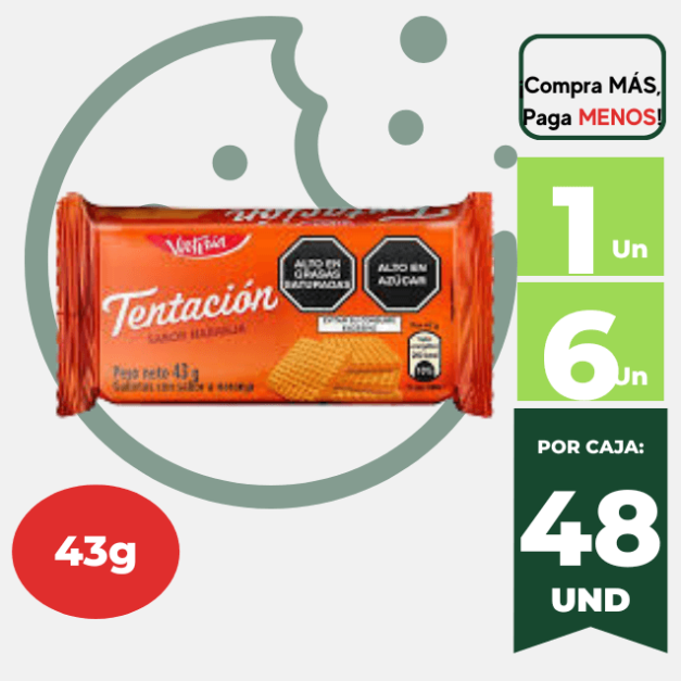 Galleta TENTACION Sabor Naranja Bolsa 43g