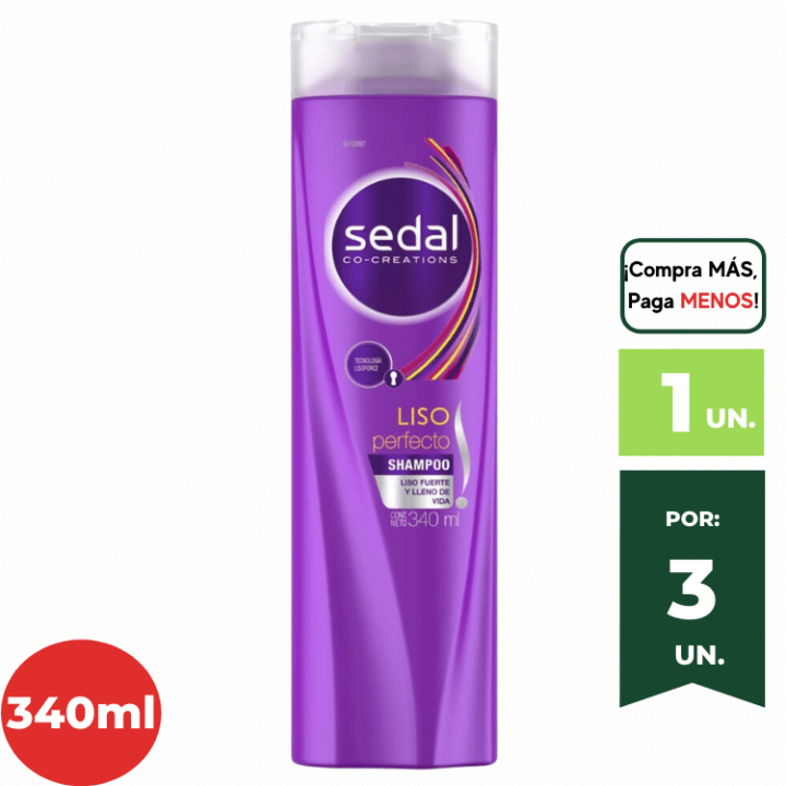 Shampoo SEDAL Liso Perfecto Frasco 340ml.