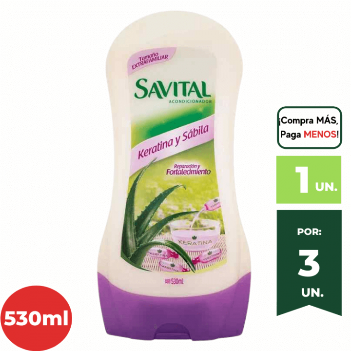 Acondicionador SAVITAL Keratina y Sábila Frasco 530ml