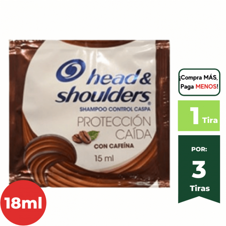 Shampoo HEAD & SHOULDERS  Protección caida Sachet 18ml. Tira x 12Un.