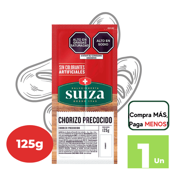Chorizo Precocido SUIZA Paquete 125g.