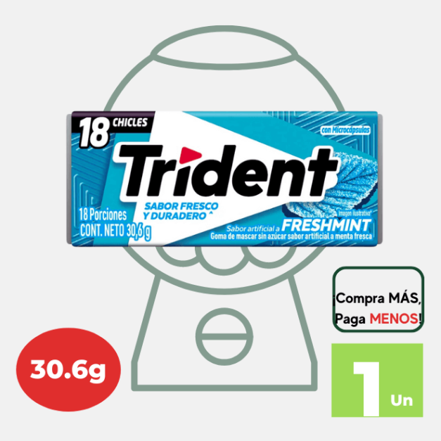 Goma de Mascar TRIDENT Evup Menta Paquete 18un