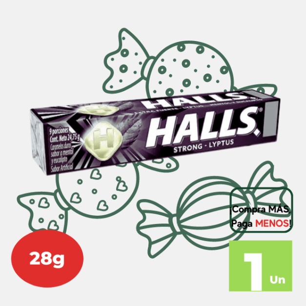 Caramelo HALLS Negro Barra 10 und.