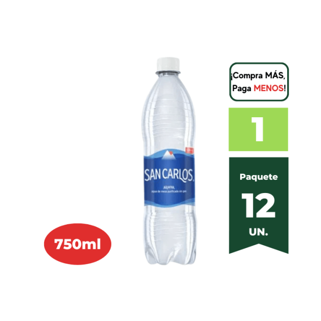 Agua sin Gas SAN CARLOS Botella 750ml