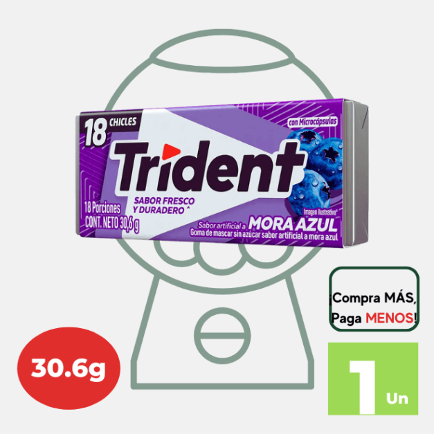 Goma de Mascar TRIDENT Evup Mora azul Paquete 30.6g