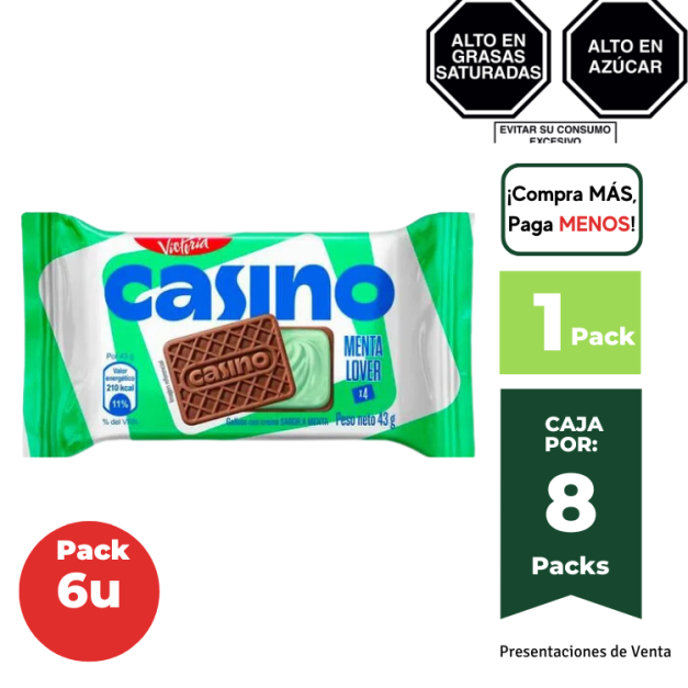 Galleta Casino Sabor a Menta Pack de 6 und.