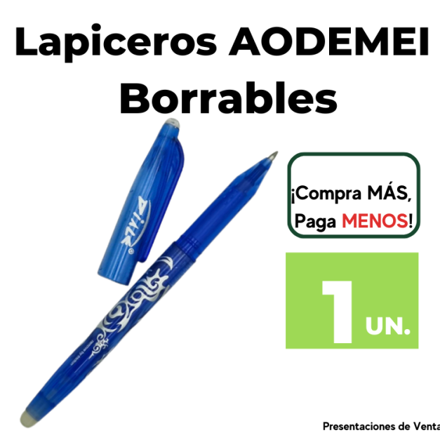 Lapicero Azul AODEMEI Borrables.