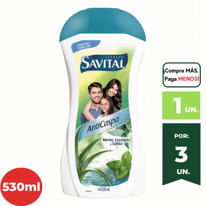 Shampoo SAVITAL Anticaspa Frasco 530ml