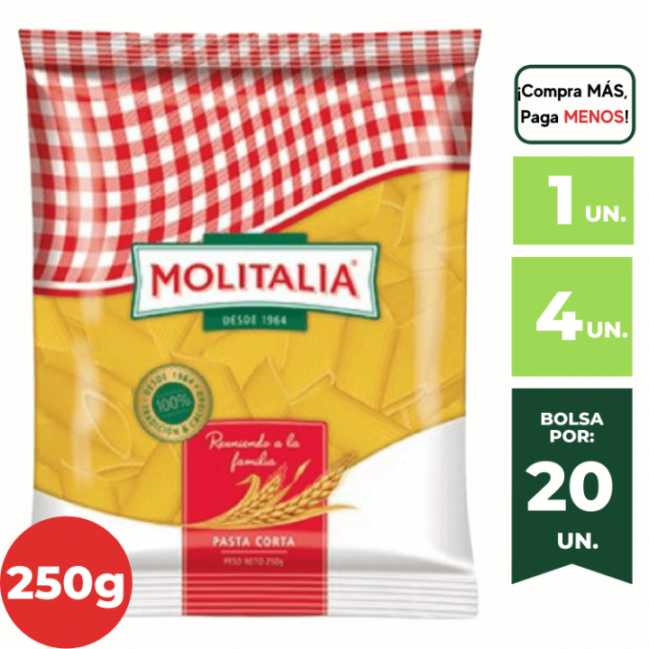 Fideos Macarrón MOLITALIA Bolsa 250g.