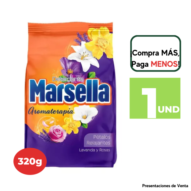 DETERGENTE EN POLVO MARSELLA LAVANDA Y ROSAS 320G.