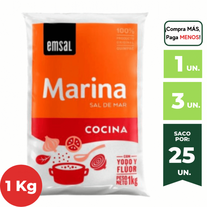 Sal Marina EMSAL de Cocina Bolsa 1Kg.