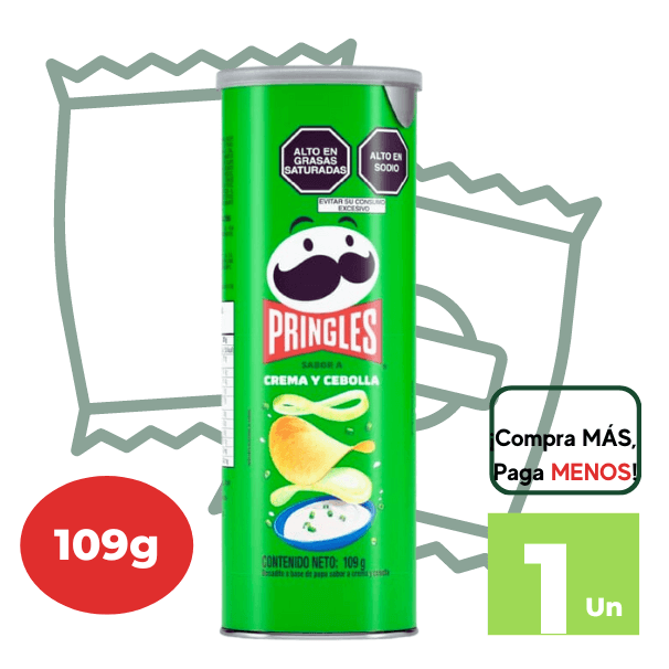 Papas PRINGLES Sabor Crema y Cebolla Lata 109g