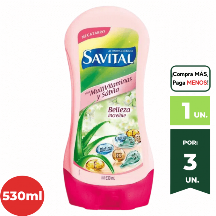 Acondicionador SAVITAL Multivitaminas y Sábila Frasco 530ml