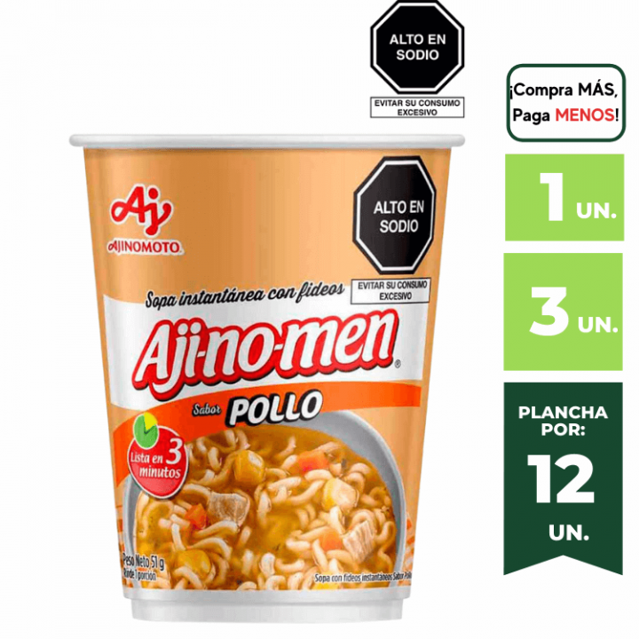 Sopa Instantánea AJINOMEN Sabor Pollo Vaso 51g.