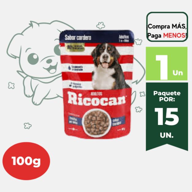 Comida Para Perro RICOCAN Sabor Cordero 100gr.