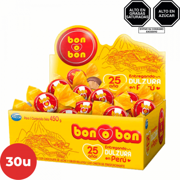 Bombones con Chocolate Bon o Bon ARCOR Caja 30 Un.