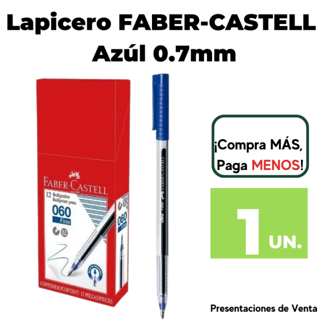 Lapicero FABER-CASTELL Azúl 0.7mm.