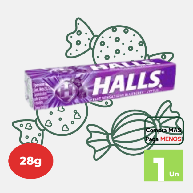 Caramelo HALLS Mora  Barra 9 und.