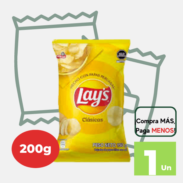 Papas LAYS Clasicas con Sal Bolsa 150g.