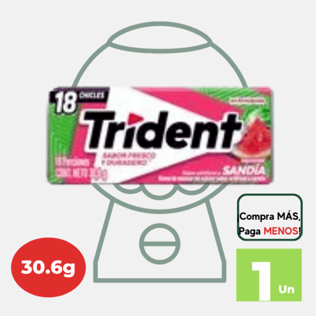 Goma de Mascar TRIDENT Evup Sandía Paquete 30.6g