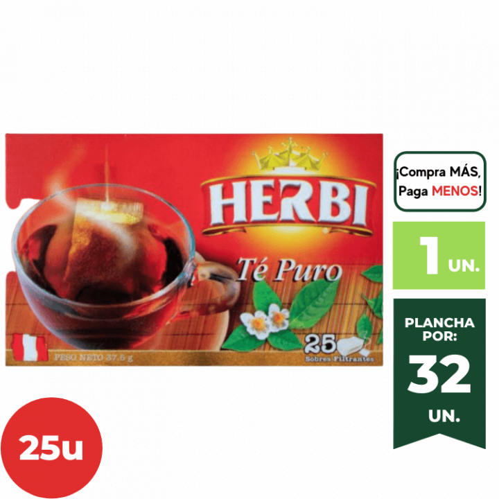 Té Puro HERBI Caja 25 Unidades.