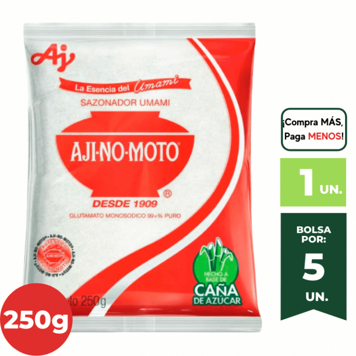 Sazonador AJINOMOTO Umami Glutamato de Sodio Sobre 250g.