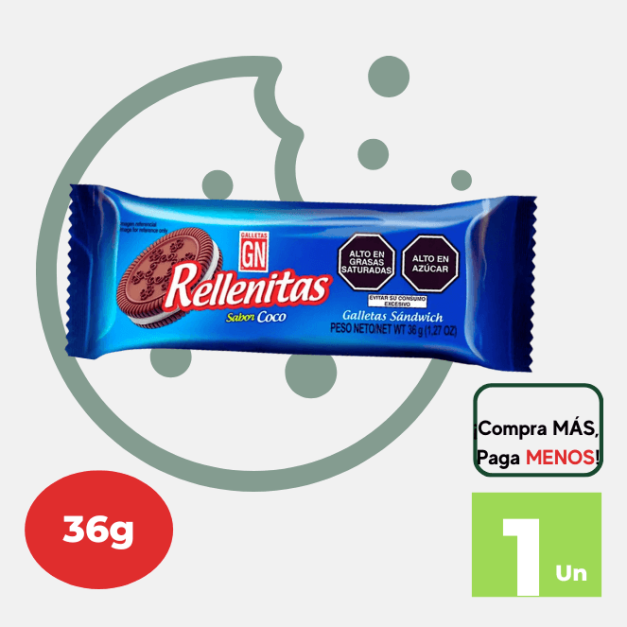 Galleta RELLENITAS Sabor Coco 36g