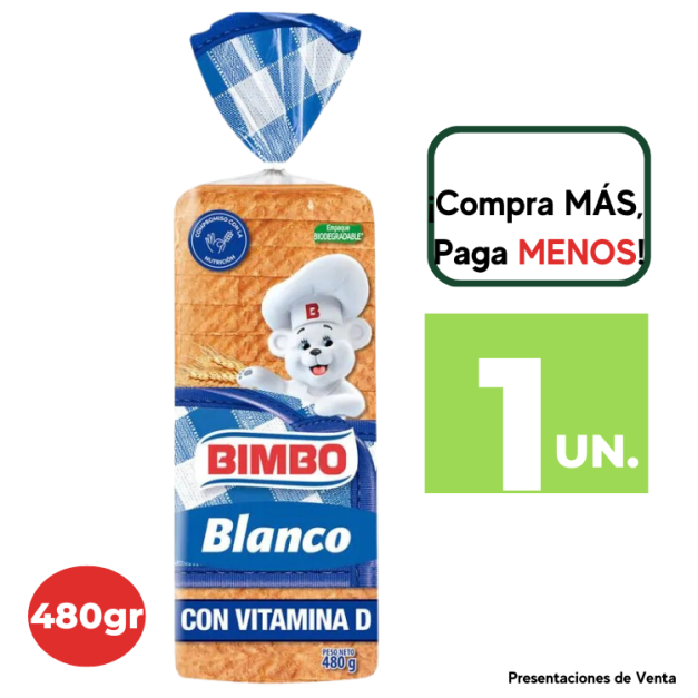 Pan de Molde Blanco BIMBO Bolsa 480g
