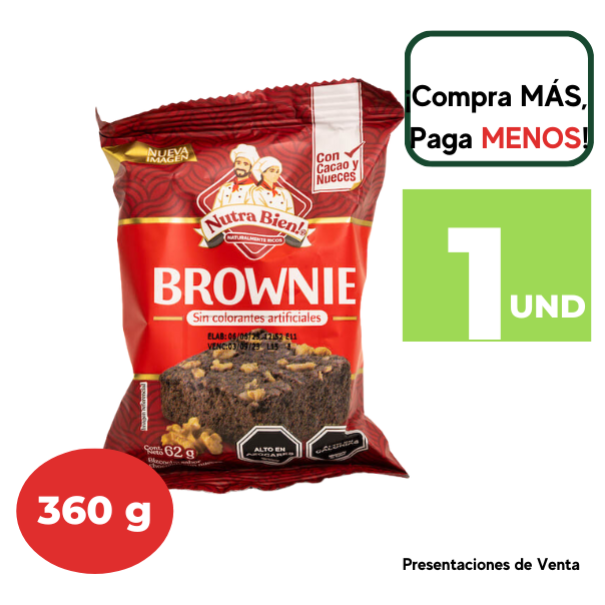 Brownie Nutra Bien Chocolate con Nueces Bolsa 62g