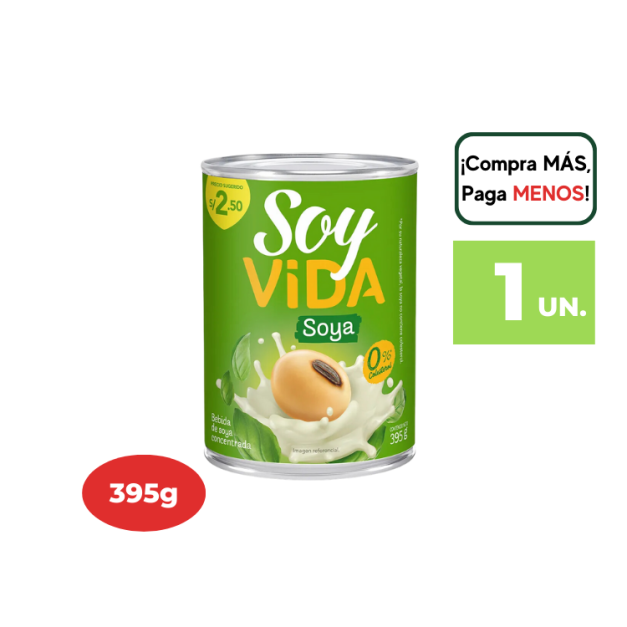 BEBIDA DE SOYA SOY VIDA LATA DE 390GR.