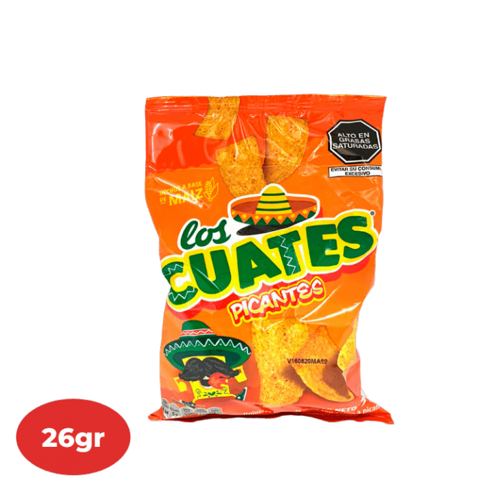 Nachos de Maíz LOS CUATES Picante Bolsa 26g.