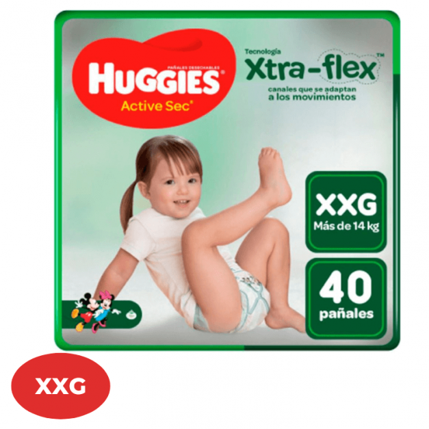 Pañales para Bebe HUGGIES Xtra-Flex XXG x 40 und