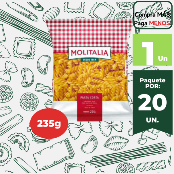 Fideos Tornillo MOLITALIA Bolsa 250g.