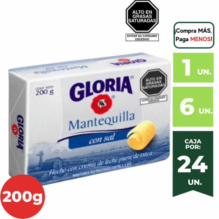 Mantequilla GLORIA con Sal Barra 200g