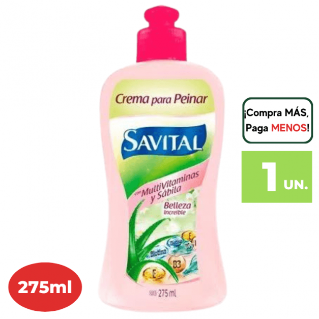 Crema para peinar SAVITAL Multivitaminas y Sábila Frasco 275ml