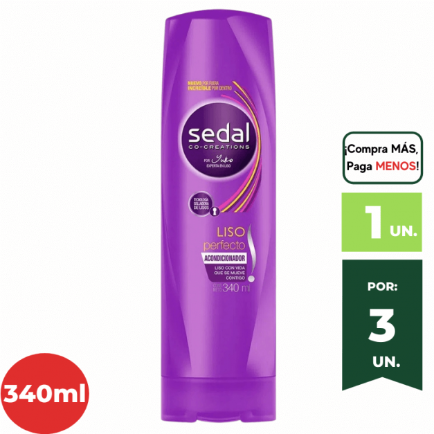 Acondicionador SEDAL Liso Perfecto Frasco 340ml.