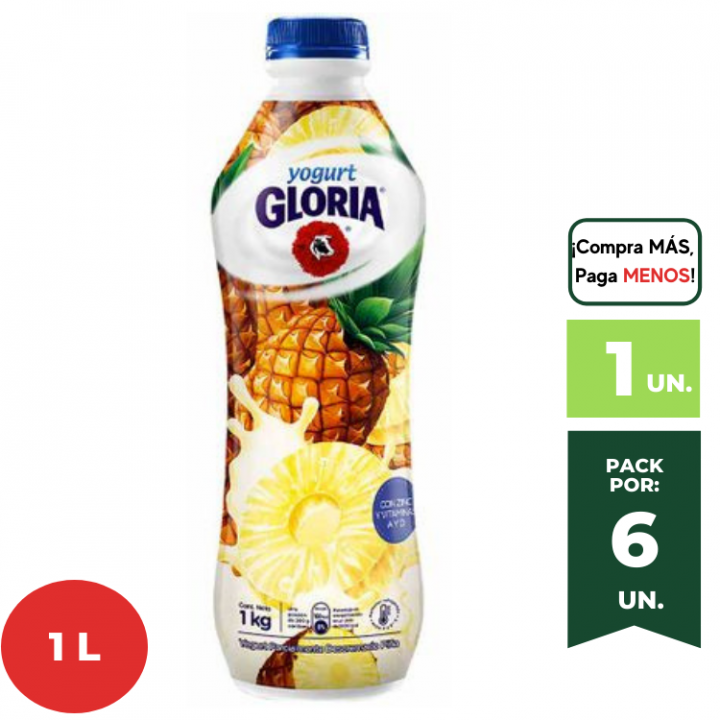 Yogurt Bebible GLORIA Piña Botella 1Kg.