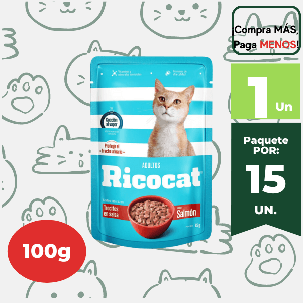 Trocitos en Salsa RICOCAT Sabor Salmon 85g
