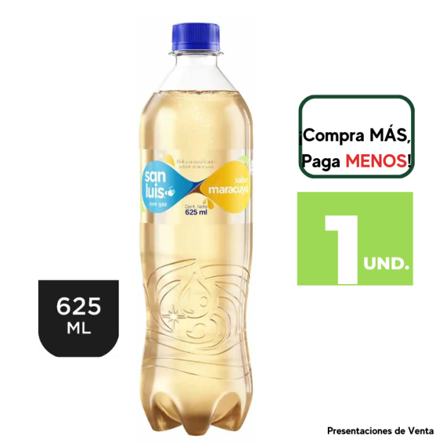 AGUA CON GAS SAN LUIS SABOR A MARACUYÁ BOTELLA 625ML