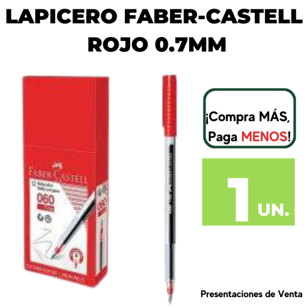 LAPICERO FABER-CASTELL ROJO 0.7MM.